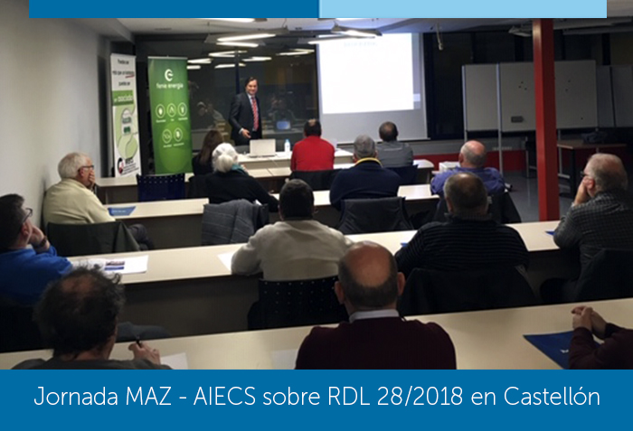 MAZ Castellón organiza una jornada con AIECS para dar a conocer las novedades del RDL 28/2018