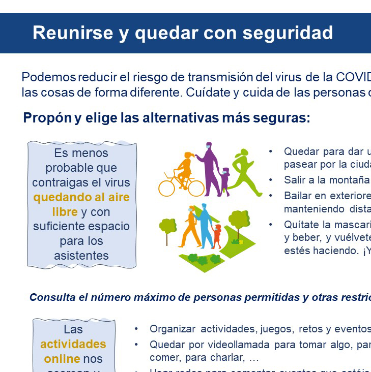 Reunirse y quedar con seguridad coronavirus COVID-19