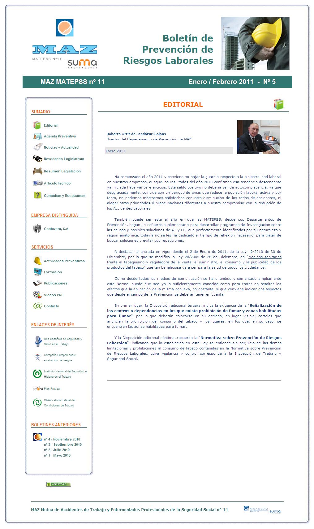 Boletín PRL - Nº 05 - Enero 2011